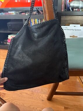 Stella McCartney Black Chain-Trim Shoulder Bag
